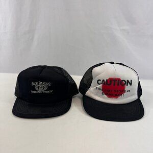Novelty Snapback Hats Jack Daniels Stops At Every Bar Cap Mesh Back Lot of 2 Vtg